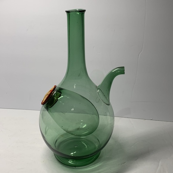 Vintage Green Blown Glass Jug with Ice Bucket Included, Empoli, Italy - Picture 4 of 12